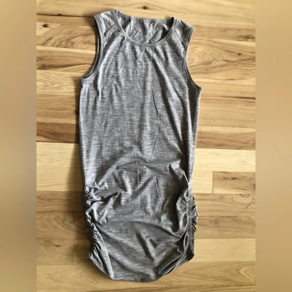 Lululemon In The Flow Grey Ruched Tank Dress - Picture 4 of 12